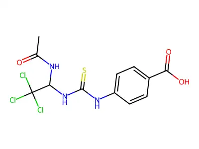 4-({[1-(Acetylamino)-2,2,2-trichloroethyl]carbamothioyl}amino)benzoic acid structure