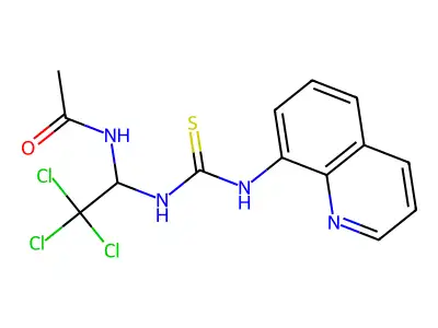 N-{2,2,2-trichloro-1-[(quinolin-8-ylcarbamothioyl)amino]ethyl}acetamide structure