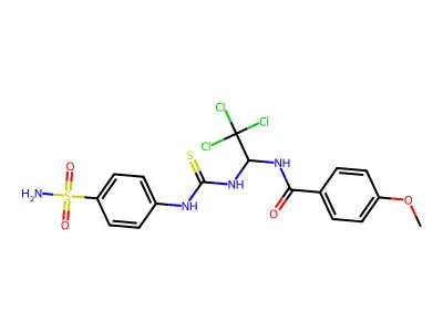 4-methoxy-N-(2,2,2-trichloro-1-{[(4-sulfamoylphenyl)carbamothioyl]amino}ethyl)benzamide structure
