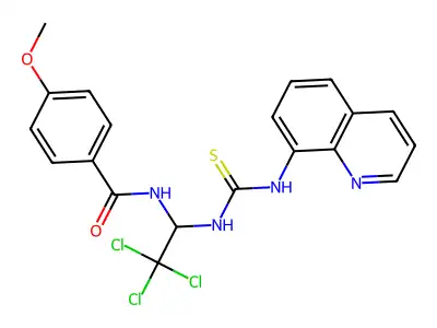 4-methoxy-N-[2,2,2-trichloro-1-(quinolin-8-ylcarbamothioylamino)ethyl]benzamide structure