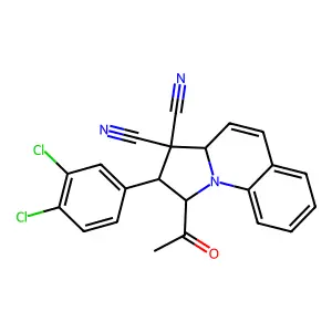(1S,2S,3aR)-1-acetyl-2-(3,4-dichlorophenyl)-2,3a-dihydro-1H-pyrrolo[1,2-a]quinoline-3,3-dicarbonitrile structure