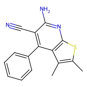 6-Amino-2,3-dimethyl-4-phenylthieno[2,3-b]pyridine-5-carbonitrile structure