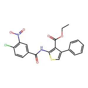 Ethyl 2-(4-chloro-3-nitrobenzamido)-4-phenylthiophene-3-carboxylate structure