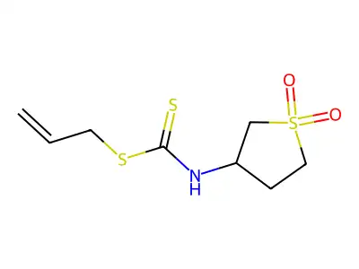Allyl 1,1-dioxidotetrahydrothien-3-yldithiocarbamate structure