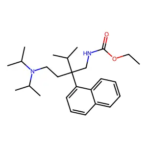 Ethyl [2-{2-[di(propan-2-yl)amino]ethyl}-3-methyl-2-(naphthalen-1-yl)butyl]carbamate structure