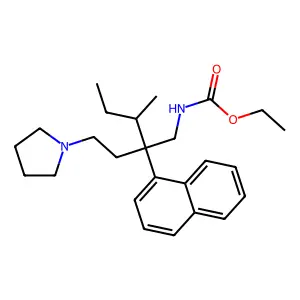 ethyl N-[3-methyl-2-naphthalen-1-yl-2-(2-pyrrolidin-1-ylethyl)pentyl]carbamate structure