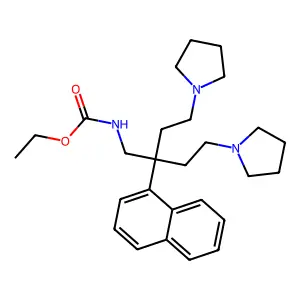 ethyl N-[2-naphthalen-1-yl-4-pyrrolidin-1-yl-2-(2-pyrrolidin-1-ylethyl)butyl]carbamate structure