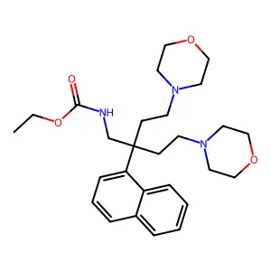 ethyl N-[4-morpholin-4-yl-2-(2-morpholin-4-ylethyl)-2-naphthalen-1-ylbutyl]carbamate structure