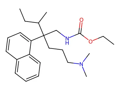 Ethyl {2-[3-(dimethylamino)propyl]-3-methyl-2-(naphthalen-1-yl)pentyl}carbamate structure