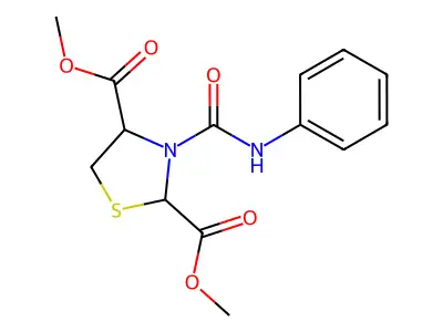 Dimethyl 3-(anilinocarbonyl)-1,3-thiazolane-2,4-dicarboxylate structure