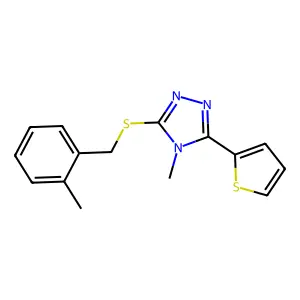 4-methyl-3-{[(2-methylphenyl)methyl]sulfanyl}-5-(thiophen-2-yl)-4H-1,2,4-triazole structure