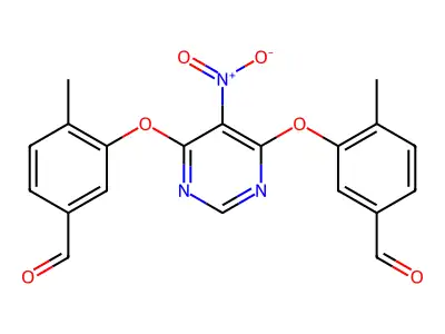 3-{[6-(5-formyl-2-methylphenoxy)-5-nitro-4-pyrimidinyl]oxy}-4-methylbenzenecarbaldehyde structure