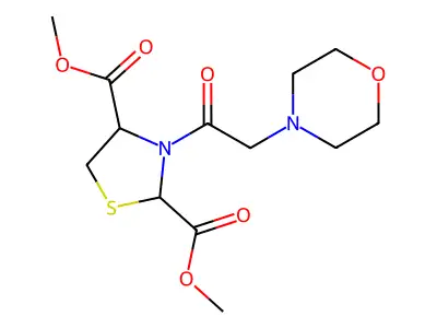 Dimethyl 3-(2-morpholinoacetyl)-1,3-thiazolane-2,4-dicarboxylate structure