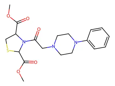 Dimethyl 3-[2-(4-phenylpiperazino)acetyl]-1,3-thiazolane-2,4-dicarboxylate structure