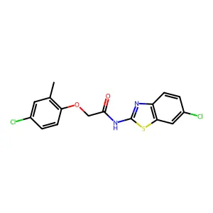 N-(6-chloro-1,3-benzothiazol-2-yl)-2-(4-chloro-2-methylphenoxy)acetamide structure
