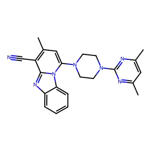 1-[4-(4,6-dimethylpyrimidin-2-yl)piperazin-1-yl]-3-methylpyrido[1,2-a]benzimidazole-4-carbonitrile structure