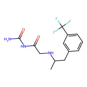 Urea, 1-(alpha-methyl-m-trifluoromethylphenethylamino)acetyl- structure