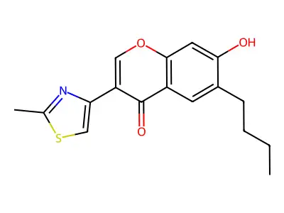 6-butyl-7-hydroxy-3-(2-methyl-1,3-thiazol-4-yl)-4H-chromen-4-one structure