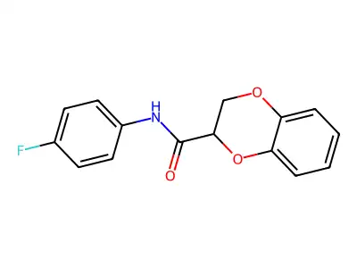 N-(4-fluorophenyl)-2,3-dihydro-1,4-benzodioxine-2-carboxamide structure