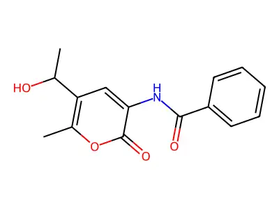 N-[5-(1-hydroxyethyl)-6-methyl-2-oxo-2H-pyran-3-yl]benzenecarboxamide structure