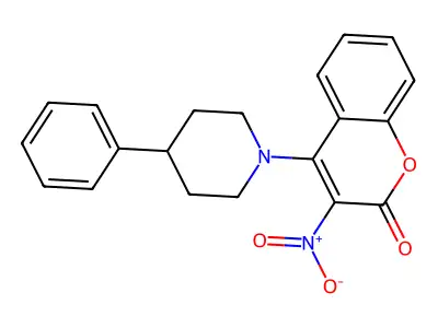 3-nitro-4-(4-phenylpiperidino)-2H-chromen-2-one structure