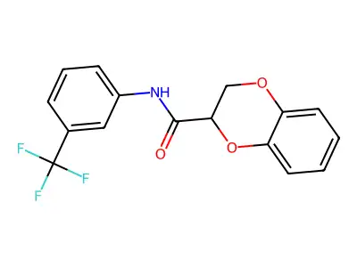 N-[3-(trifluoromethyl)phenyl]-2,3-dihydro-1,4-benzodioxine-2-carboxamide structure