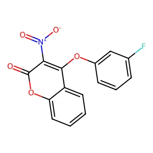 4-(3-fluorophenoxy)-3-nitro-2H-chromen-2-one structure