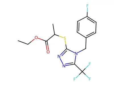 ethyl 2-{[4-(4-fluorobenzyl)-5-(trifluoromethyl)-4H-1,2,4-triazol-3-yl]sulfanyl}propanoate structure