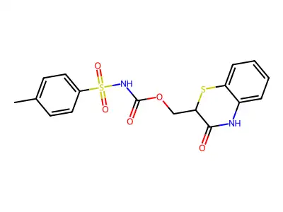 (3-oxo-3,4-dihydro-2H-1,4-benzothiazin-2-yl)methyl N-[(4-methylphenyl)sulfonyl]carbamate structure