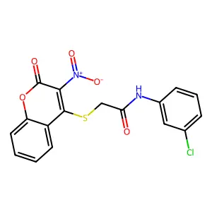 N-(3-chlorophenyl)-2-[(3-nitro-2-oxo-2H-chromen-4-yl)sulfanyl]acetamide structure