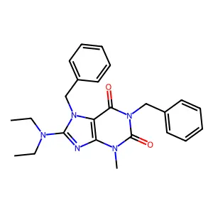 1,7-dibenzyl-8-(diethylamino)-3-methyl-3,7-dihydro-1H-purine-2,6-dione structure