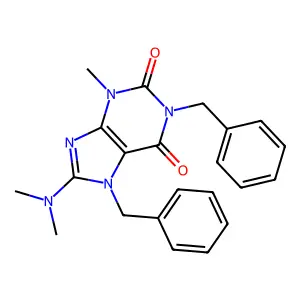 1,7-Dibenzyl-8-(dimethylamino)-3-methylpurine-2,6-dione structure