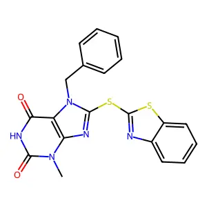 8-(1,3-Benzothiazol-2-ylsulfanyl)-7-benzyl-3-methylpurine-2,6-dione structure