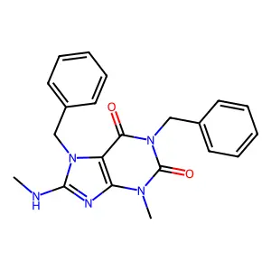 1,7-Dibenzyl-3-methyl-8-(methylamino)purine-2,6-dione structure