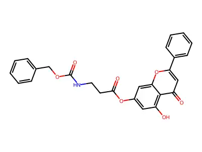 5-hydroxy-4-oxo-2-phenyl-4H-chromen-7-yl N-[(benzyloxy)carbonyl]-beta-alaninate structure