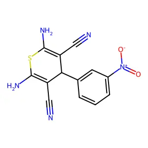 2,6-diamino-4-(3-nitrophenyl)-4H-thiopyran-3,5-dicarbonitrile structure