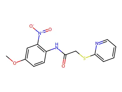 N-{2-nitro-4-methoxyphenyl}-2-(2-pyridinylsulfanyl)acetamide structure