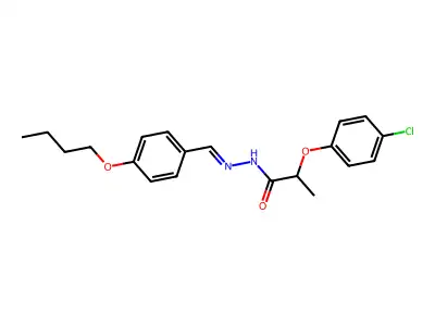 N-[(4-butoxyphenyl)methylideneamino]-2-(4-chlorophenoxy)propanamide structure