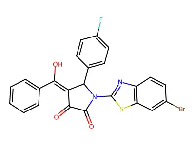 (4E)-1-(6-bromo-1,3-benzothiazol-2-yl)-5-(4-fluorophenyl)-4-[hydroxy(phenyl)methylidene]pyrrolidine-2,3-dione structure