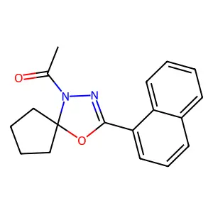 1-Acetyl-3-naphthyl-4-oxa-1,2-diazaspiro[4.4]non-2-ene structure