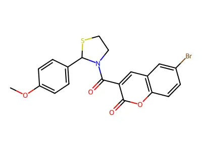6-Bromo-3-[2-(4-methoxy-phenyl)-thiazolidine-3-carbonyl]-chromen-2-one structure