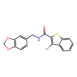 N-(1,3-Benzodioxol-5-ylmethyl)-3-chloro-1-benzothiophene-2-carboxamide structure