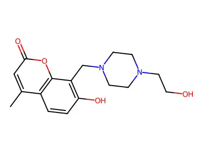 7-hydroxy-8-{[4-(2-hydroxyethyl)piperazin-1-yl]methyl}-4-methyl-2H-chromen-2-one structure