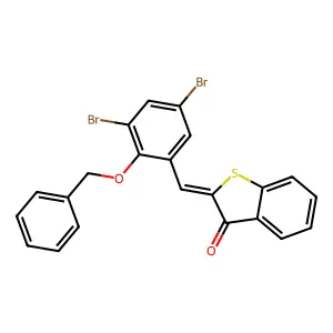 (2Z)-2-[(3,5-dibromo-2-phenylmethoxyphenyl)methylidene]-1-benzothiophen-3-one structure