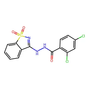 2,4-Dichlorobenzoic acid 2-(1,1-dioxido-1,2-benzisothiazol-3-yl)hydrazide structure