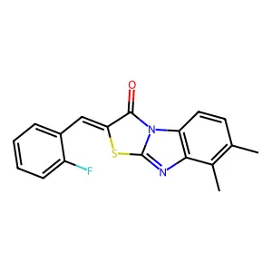 (2E)-2-[(2-fluorophenyl)methylidene]-5,6-dimethyl-[1,3]thiazolo[3,2-a]benzimidazol-1-one structure