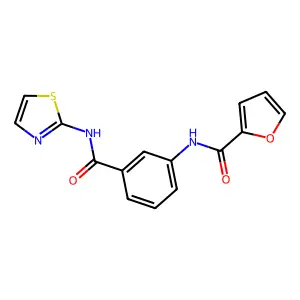 N-[3-(1,3-thiazol-2-ylcarbamoyl)phenyl]furan-2-carboxamide structure