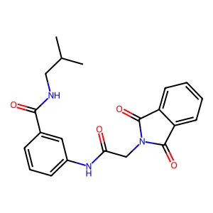 3-[[2-(1,3-dioxoisoindol-2-yl)acetyl]amino]-N-(2-methylpropyl)benzamide structure