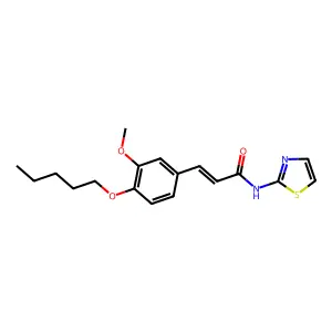 (2E)-3-[3-methoxy-4-(pentyloxy)phenyl]-N-(1,3-thiazol-2-yl)prop-2-enamide structure