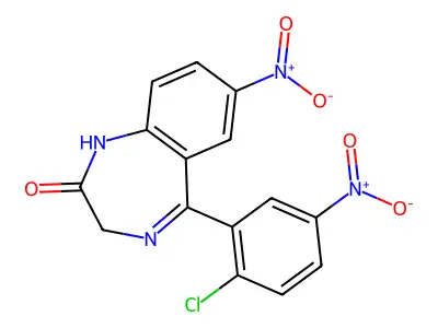 5-(2-Chloro-5-nitrophenyl)-7-nitro-1,3-dihydro-1,4-benzodiazepin-2-one structure